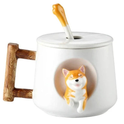 3D Shiba Inu Dog Coffee Tea Mug with Spoon
